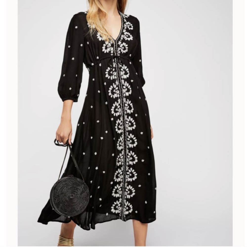 Free People Embroidered Boho Maxi Dress